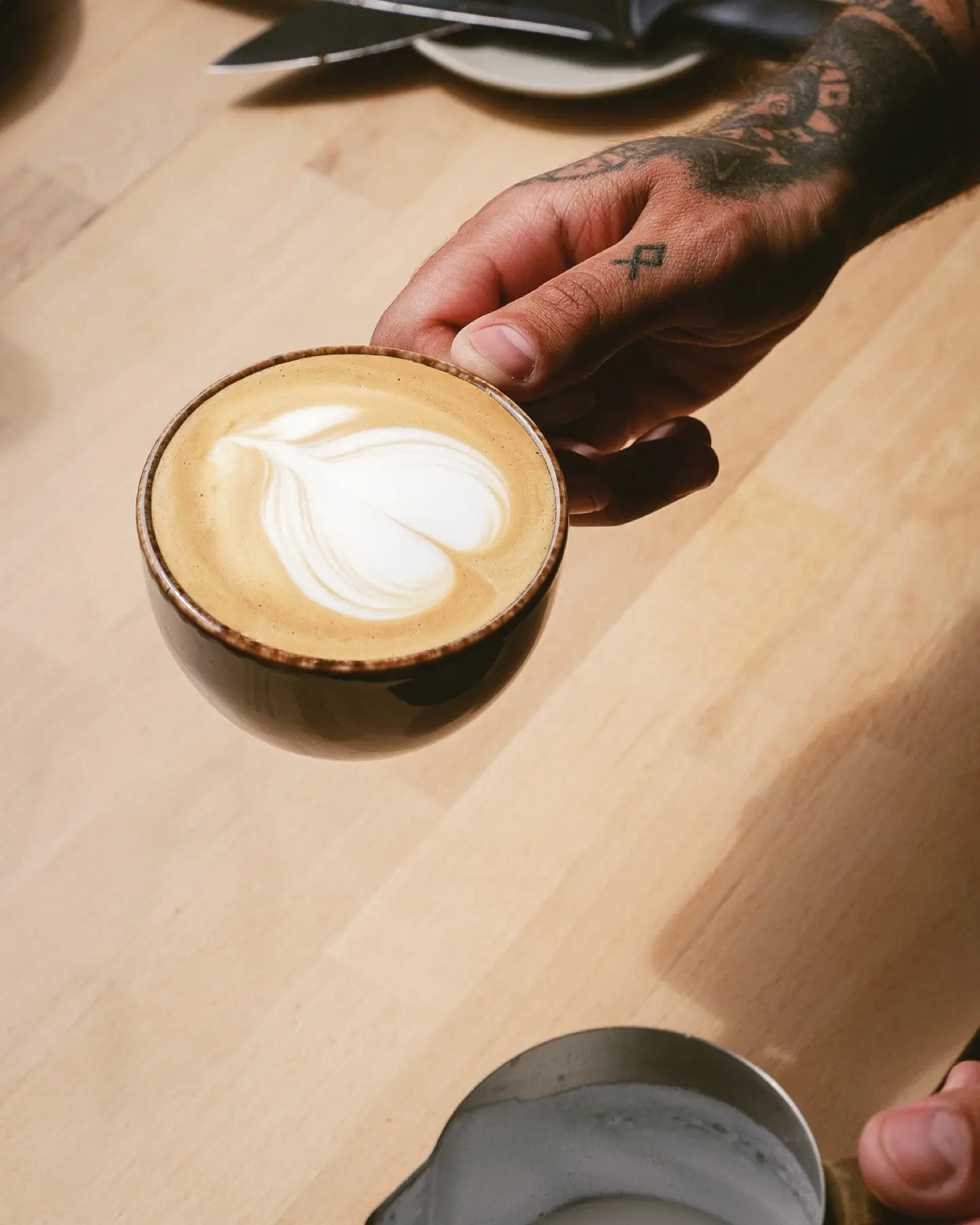 A latte on the counter